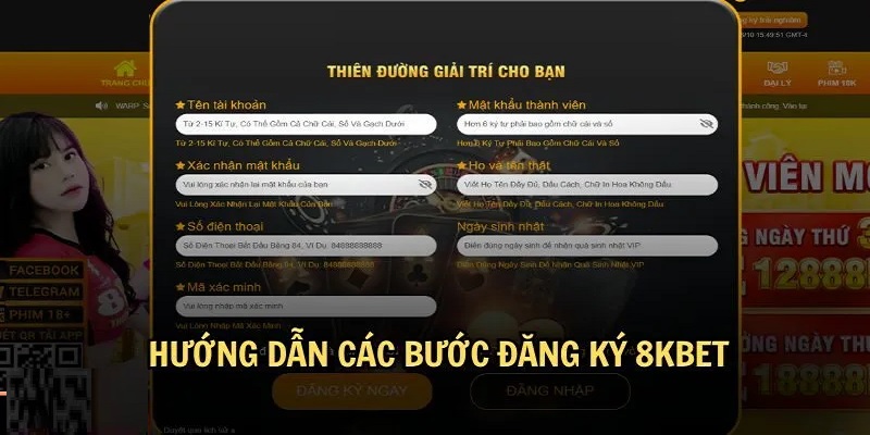 Hướng dẫn từng thao tác để đăng ký 8Kbet